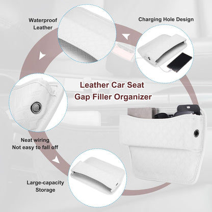 HARFINGTON 2pcs Car Seat Gap Filler Organizer 11.5 x 8 x 2.1 Inch Leather Universal Car Organizer Storage Box Between Seat and Console for Phone Sunglasses Keys, Brown