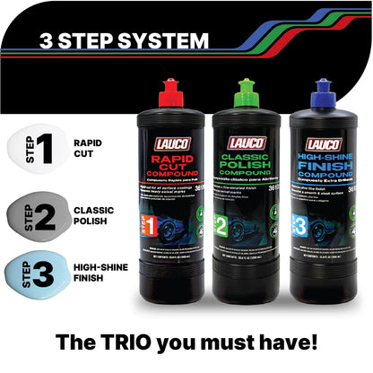 LAUCO Paint Correction Compounds Step 1, 2, 3, Swirl Remover 8oz Kits, with a Towel, Silicone-Free, Clear Coat Safe Scratch Remover, Swirl Correction & High Gloss Finishing