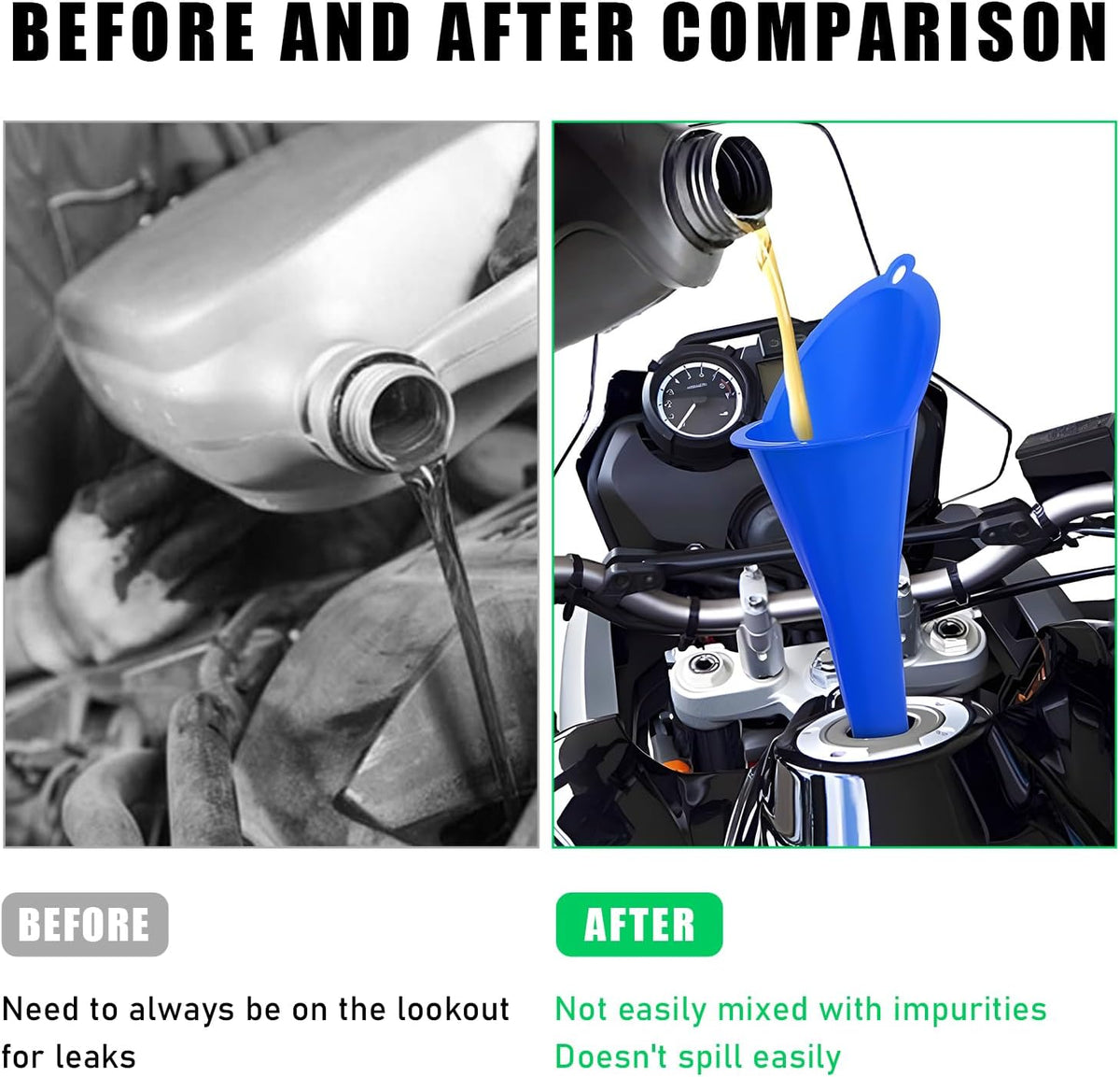 DXNQ Oil Funnel, Automotive Multi-Function Plastic Fuel Funnel with Long Neck, Universal Engine Oil Funnel for Filling Oils Gas Lubricants and Fluids, Car Accessories (Black)