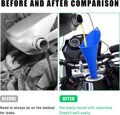 DXNQ Oil Funnel, Automotive Multi-Function Plastic Fuel Funnel with Long Neck, Universal Engine Oil Funnel for Filling Oils Gas Lubricants and Fluids, Car Accessories (Black)