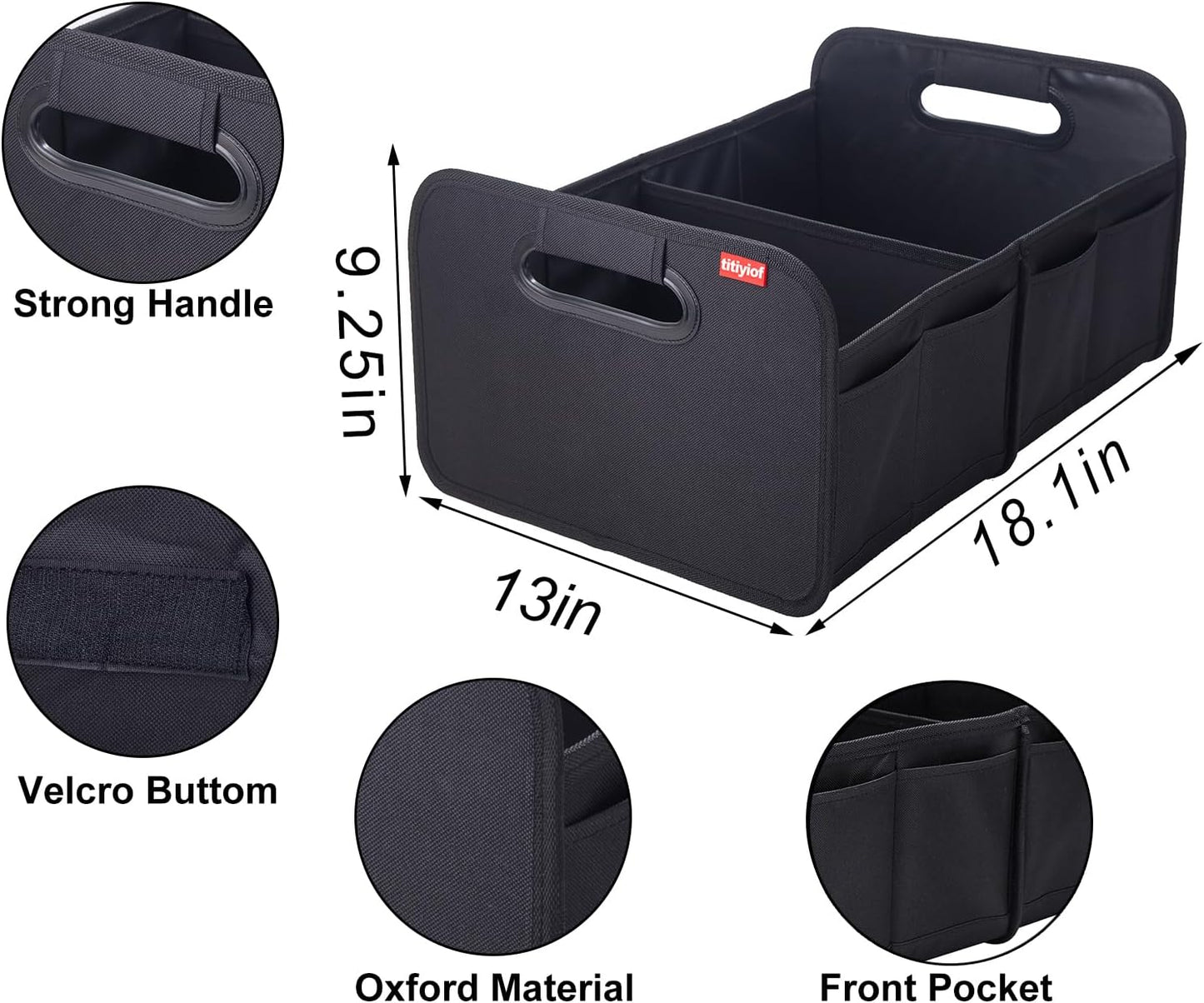titiyiof Trunk Organizer For Suv & Sedan,Car Organizers and Storage, Waterproof Collapsible & Adjustable Straps,Sturdy Car Organization for Car Accessories, Tools,Food，Sundries,2-3 Compartment（Beige）