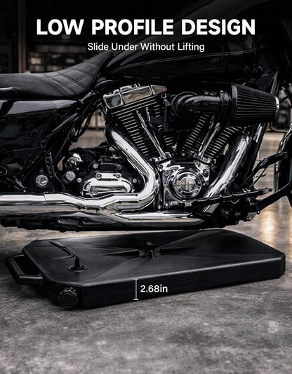 TCT-MOTORPARTS 10 Quart ABS Oil Drain Pan w/Spout Low Profile Fit for Harley Road King Electra Street Road Glide Ultra Limited Dyna Freewheeler CVO Tri Glide Heritage Softail Fat Bob