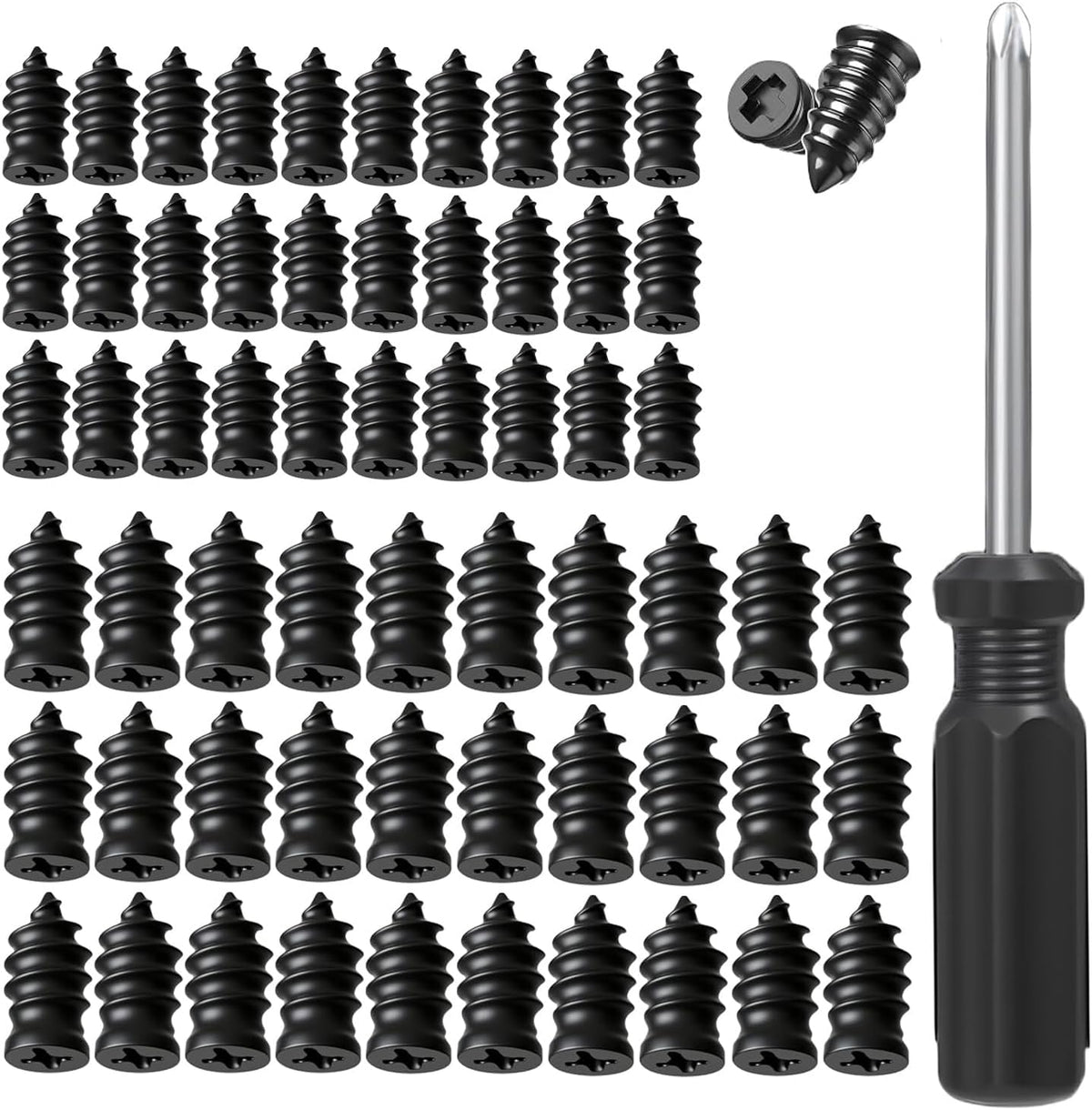 Tire Repair Nails Kit with 2 Sizes, Screw in Tire Repair Plugs with Box and Screwdriver, Fast Self-Service Tire Repair Tools (40 Pcs)