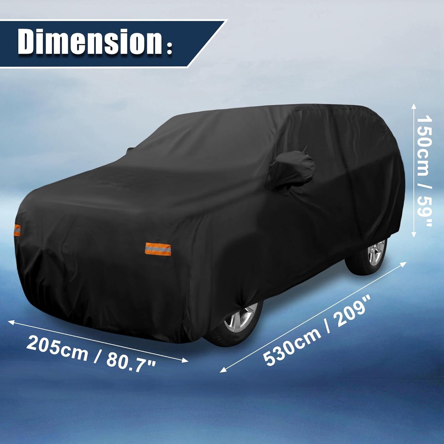 X AUTOHAUX SUV Car Cover for Chevrolet Tahoe 4 Door 2007-2024 Outdoor Waterproof Sun Rain Dust Wind Snow Protection 190T PU W/Driver Door Zipper Black