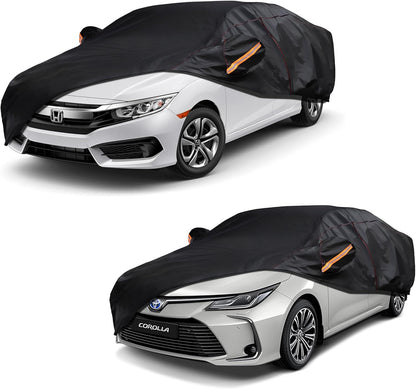 6 Layer Heavy Duty Car Cover Waterproof All Weather Protection with Cotton Liner, Full Exterior Outdoor Cover for Sun Rain Snow UV Protection, Fits Sedan 186-193 inchs