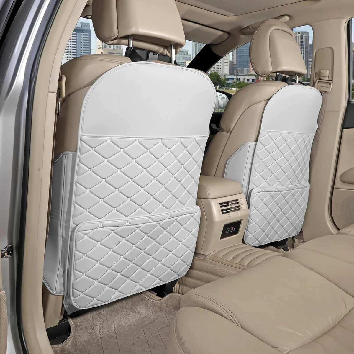 TAIKOO Seat Back Protector + Large Capacity Pocket Storage Organizer,Preventing the Impact of Children Stepping on the Seat Backrest (Black)