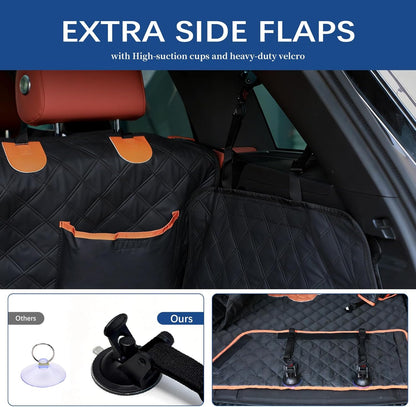 SUV Cargo Liner for Dogs, Heavy Duty Non- Slip PU Leather Dog Trunk Cover for SUV with Bumper Flap, 100% Waterproof Back seat Cover, Universal Fit for Mid-Size & Large SUVs (Dog Paw, L)