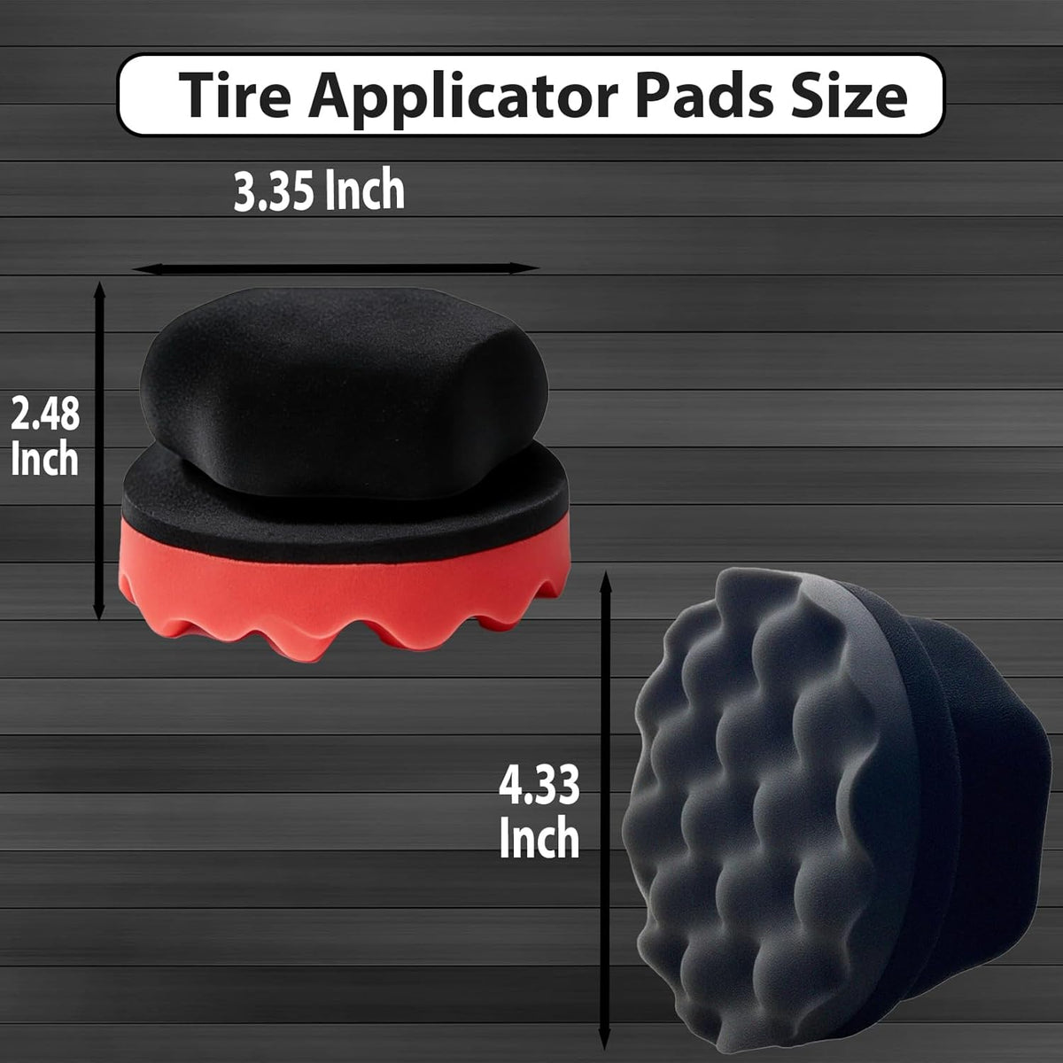 Tire Shine Applicator Pads, 2 Pcs Tire Dressing Applicator, Reusable Tire Shine Sponge Wave Contoured for Car Detailing, 3.15inch