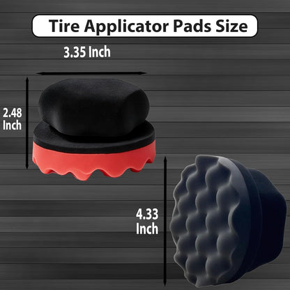 Tire Shine Applicator Pads, 2 Pcs Tire Dressing Applicator, Reusable Tire Shine Sponge Wave Contoured for Car Detailing, 3.15inch