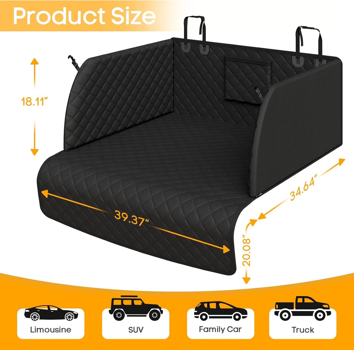 PETICON SUV Cargo Liner for Dogs, Waterproof Trunk Cover with Cushioned Sides to Protect Pet, Full Coverage Non-Slip Seat Cover for SUVs with Bumper Flap Protector