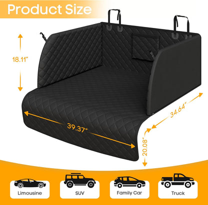 PETICON SUV Cargo Liner for Dogs, Waterproof Trunk Cover with Cushioned Sides to Protect Pet, Full Coverage Non-Slip Seat Cover for SUVs with Bumper Flap Protector