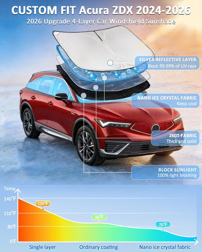 for Toyota Tacoma 2016-2023 2024 2025 2026 Sun Shade Sunshade Windshield Cover - 4 Layers Front Window Shade Custom Fit Tacoma 2Dr 4Dr Pickup Sun Visor 240T Shade Blocks UV Rays Car Accessories - Colors E