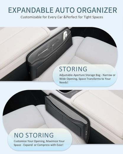 FLORICH Car Seat Gap Filler, Pro-Seats Gap Filler Organizer and Storages 2-in-1, Premium Leather Center Console Organizer, Car Organizer Front Seat Universal Fit for Car SUV Truck