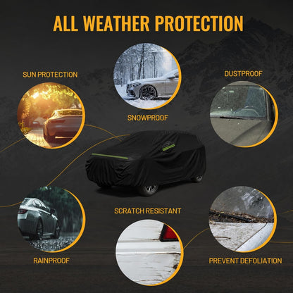 Favoto SUV Car Cover Waterproof All Weather 6 Layers Heavy Duty Car Cover for Automobiles Rain Sun Snow UV Protection with Inner Cotton Car Cover Outdoor Universal Fit for SUV (188-198 inch) Silver