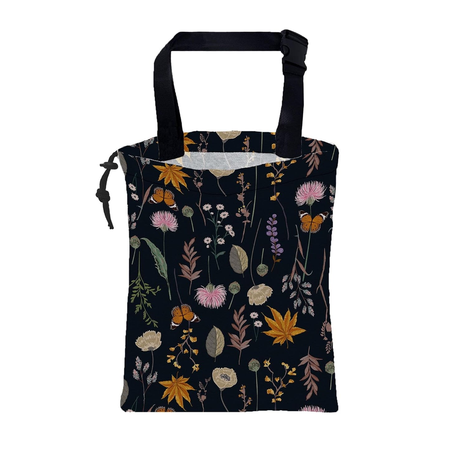 Car Garbage Bag Colorful Floral Spring Daisy Drawstring Car Trash Bag Hanging for Back Seat with Adjustable Buckle Canvas Vehicle Trash Can Easy-to-Install