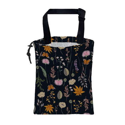 Car Garbage Bag Colorful Floral Spring Daisy Drawstring Car Trash Bag Hanging for Back Seat with Adjustable Buckle Canvas Vehicle Trash Can Easy-to-Install