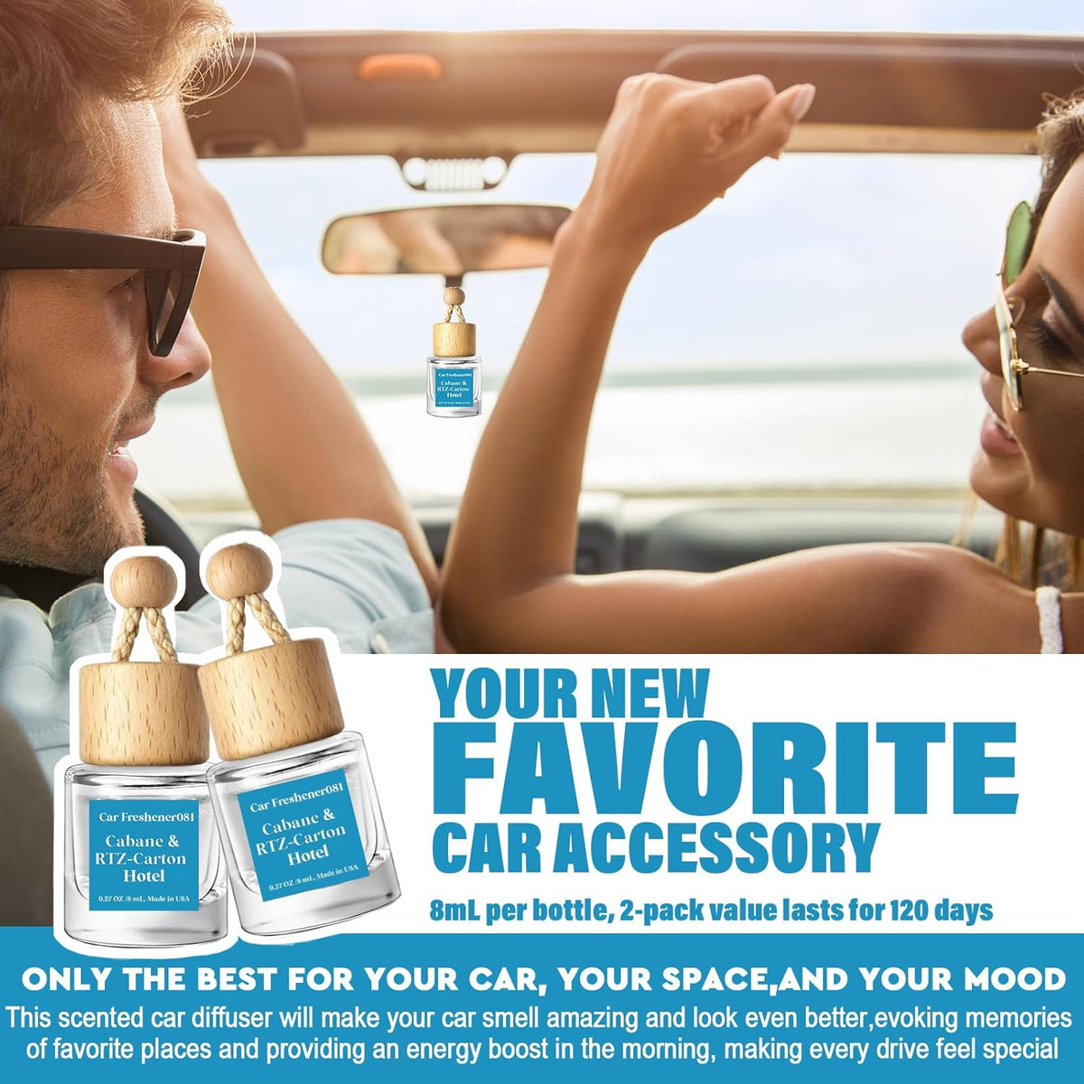 HoogaLife Car Air Freshener Diffuser 2 Pack Hanging Air Freshener Diffuser - Vanilla Cream Fragrance Oil Air D iffuser for Car, 45+ days Long Lasting Fragrance Made in USA C ar Air Fresheners (V54)