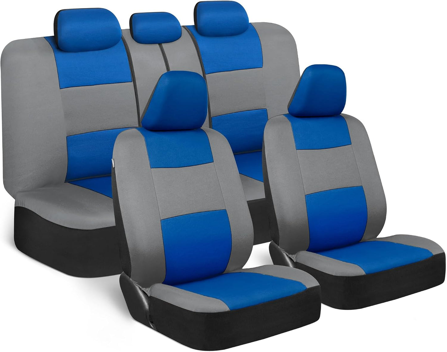 BDK PolyPro Car Seat Covers Full Set in Charcoal on Black – Front and Rear Split Bench for Cars, Easy to Install Cover Set, Accessories Auto Trucks Van SUV