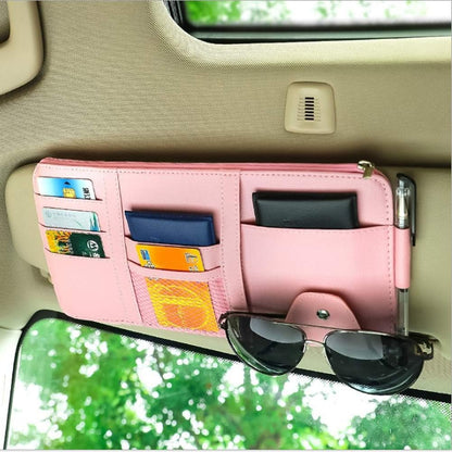 Car Visor Organizer, Auto Interior Accessories, Car Truck SUV Storage Pouch Holder, with Multi-Pocket Net Zipper (Black)