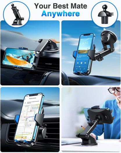 VANMASS【85+LBS Strongest Suction & Military-Grade Ultimate Car Phone Mount【Patent & Safety Certs】 Cell Phone Holder for Dash Windshield Vent for iPhone 17 Pro Max Automobile Accessory Kits,Ink Black