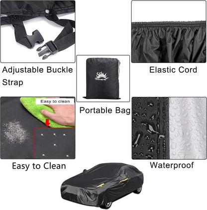 Full Car Covers for Sedan, Car Cover Waterproof All Weather Windproof Dustproof UV Protection Scratch Resistant Indoor Outdoor Univers