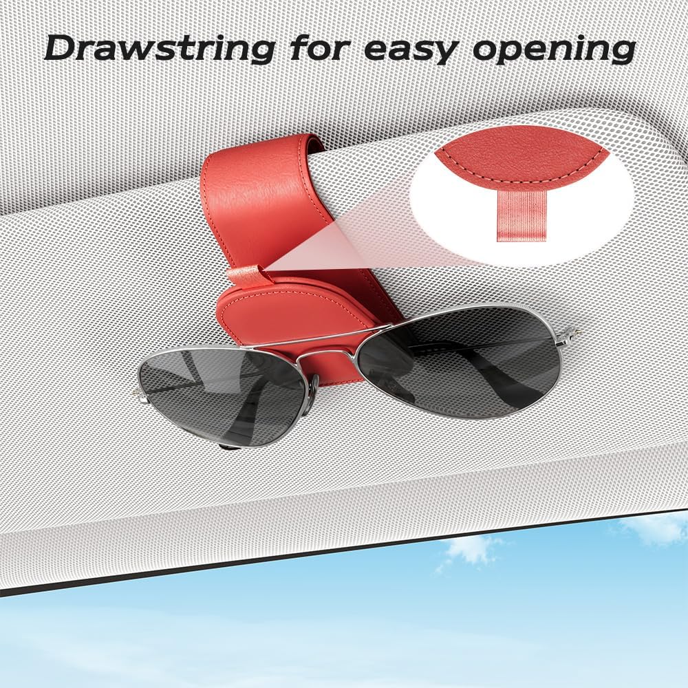 Sotfamily Sunglass Holder for Car Visor, Suede Cloth Magnetic Sunglass Organizer for Car Accessories, 2 Packs, Black