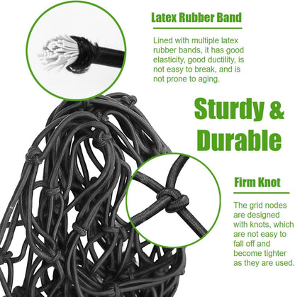 3' x 4' Cargo Net Stretches to 6' x 8', Heavy Duty Cargo Netting for Pickup Truck Bed, Roof Rack Net with Hooks Carabiners