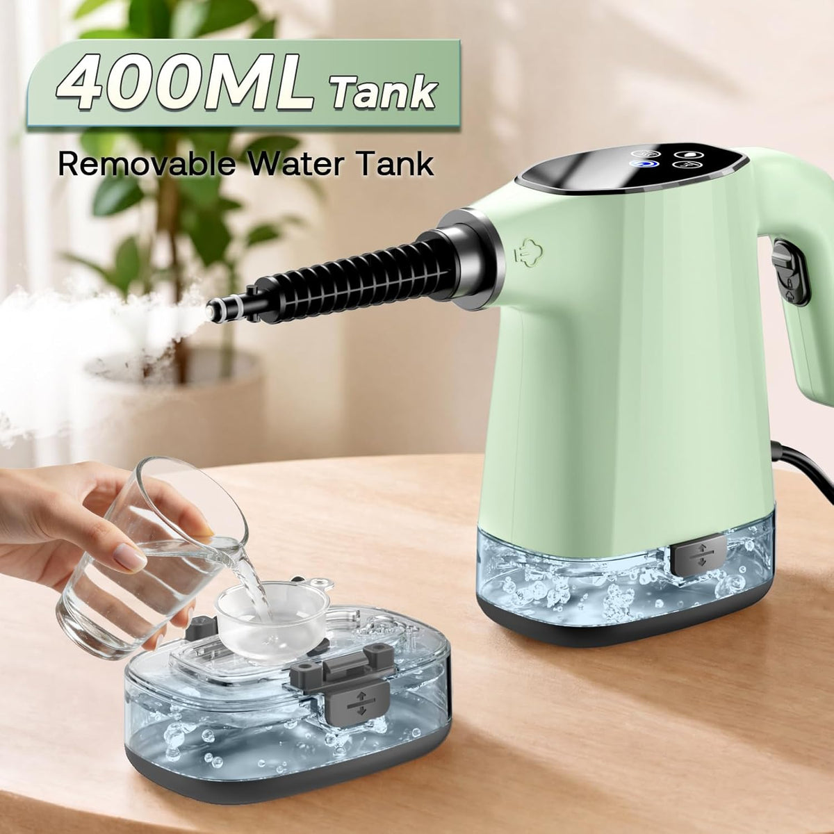 Handheld Steam Cleaner, Portable Steamer for Cleaning with 18PCS Accessories, 12s Fast Heating, Pressurized Steam Cleaner for Home, Kitchen, Bathroom, Car Detailing, Window, and Clothes, Green