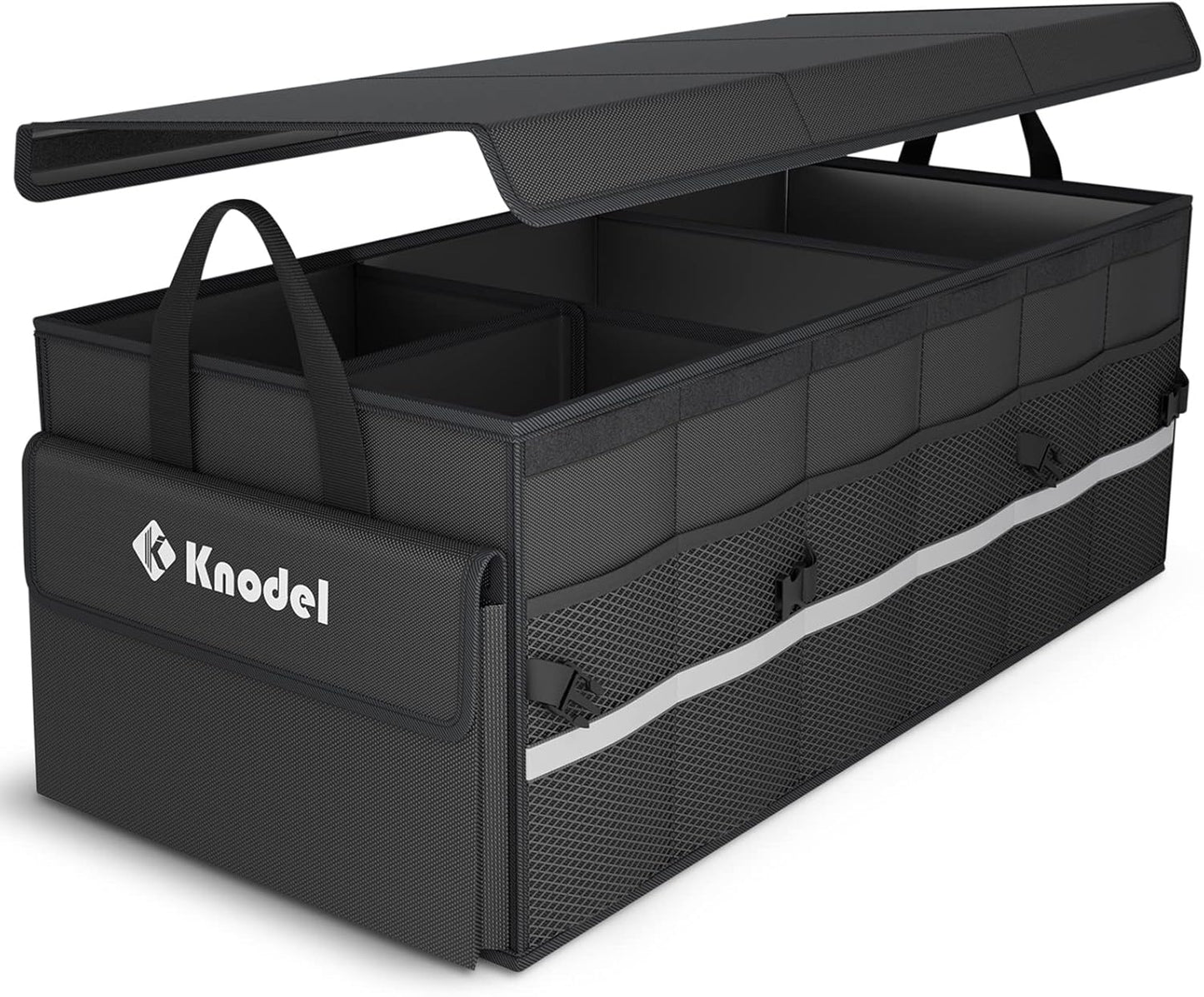K KNODEL Car Trunk Organizer with Lid, Collapsible Car Trunk Storage Organizer, Car Organizer and Storage for SUV, Truck, Sedan (Medium, Black)
