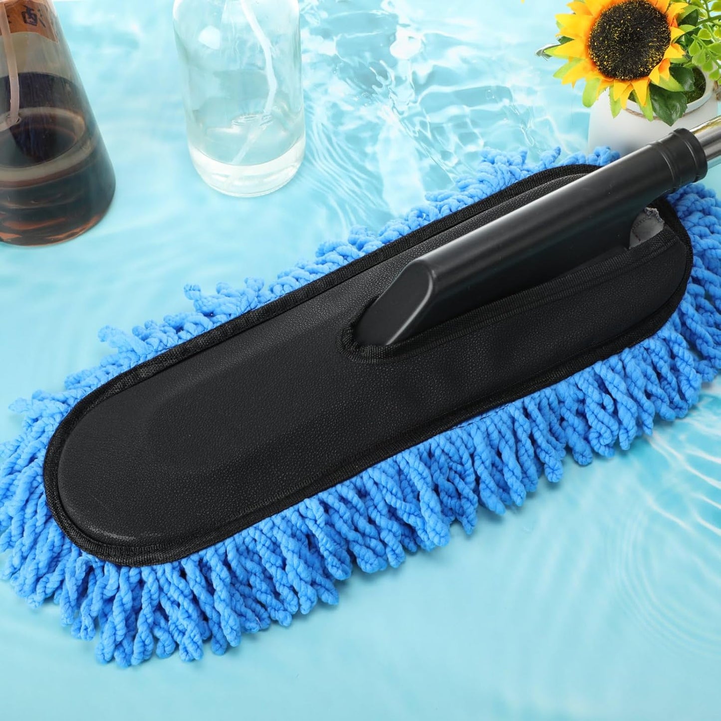 Tanlade 2 Pack Microfiber Car Duster Exterior Scratch Free with Extendable Handle Soft Car Duster Kit for Cleaning Dust Brush Set for Exterior Interior Cleaning Tools (Blue Gray)