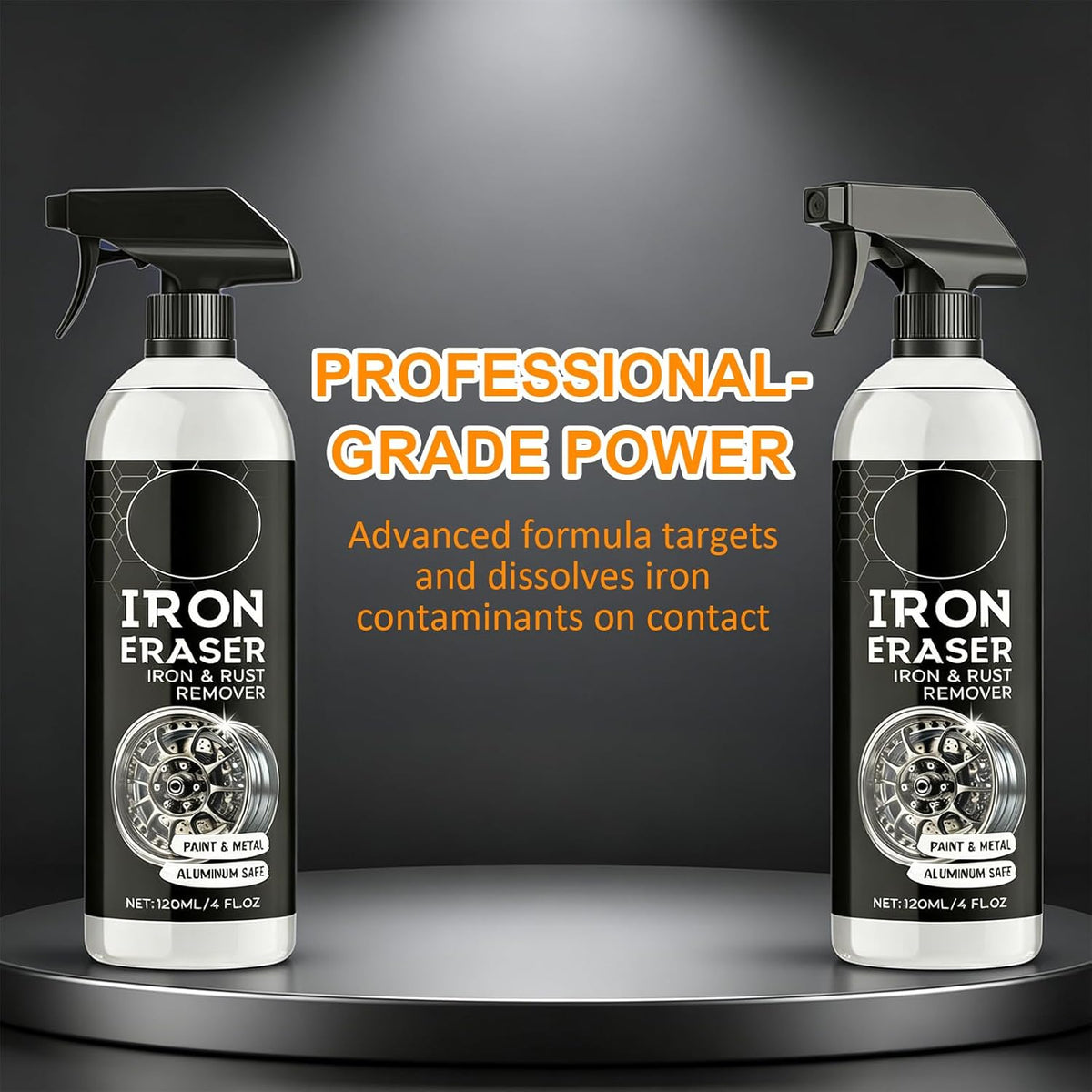 Iron Eraser Rust Remover Spray, 2026 New Professional Automotive Surface Metal Cleaner for Car Wheels and Paint, Fast Acting Rust and Brake Dust Remover (1 pcs, 4 Fl Oz)