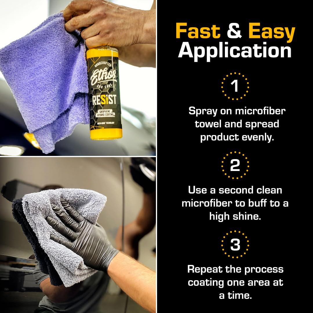 Ethos RESIST Graphene Spray Coating for Cars – Graphene Ceramic Coating Spray, Extreme Hydrophobic Protection, Gloss Enhancement, Ceramic Coating for Cars – 16oz