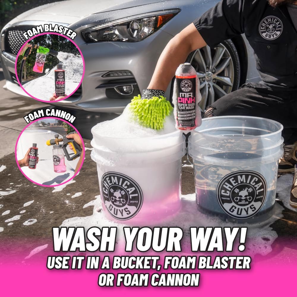 Chemical Guys Mr. Pink Car Wash Soap - 128 oz Super Suds Foaming Car Wash Soap for Cannon, Blaster, or Bucket Washing - pH Balanced, Safe on Wax, Sealant, Ceramic, and Clear Coat Finishes