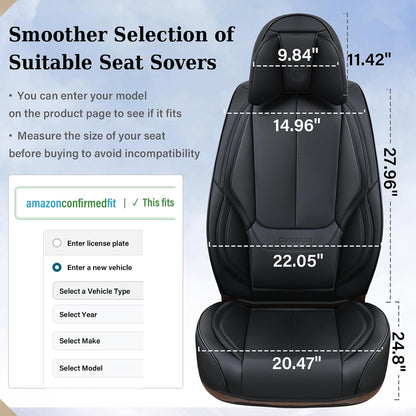 Coverado Seat Covers Full Set, Black Seat Covers for Cars 5 Seats, Car Seat Protector, Waterproof Nappa Leather Car Seat Cushion, Front and Rear Car Seat Cover Fit for Most Sedans SUV Pick-up Truck - Colors B