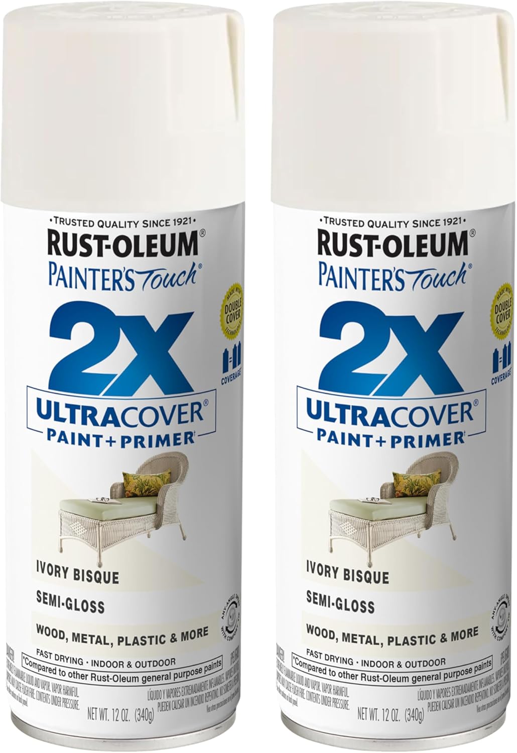 Rust-Oleum 334029 Painter's Touch 2X Ultra Cover Spray Paint, 12 oz, Gloss Clear - Colors E