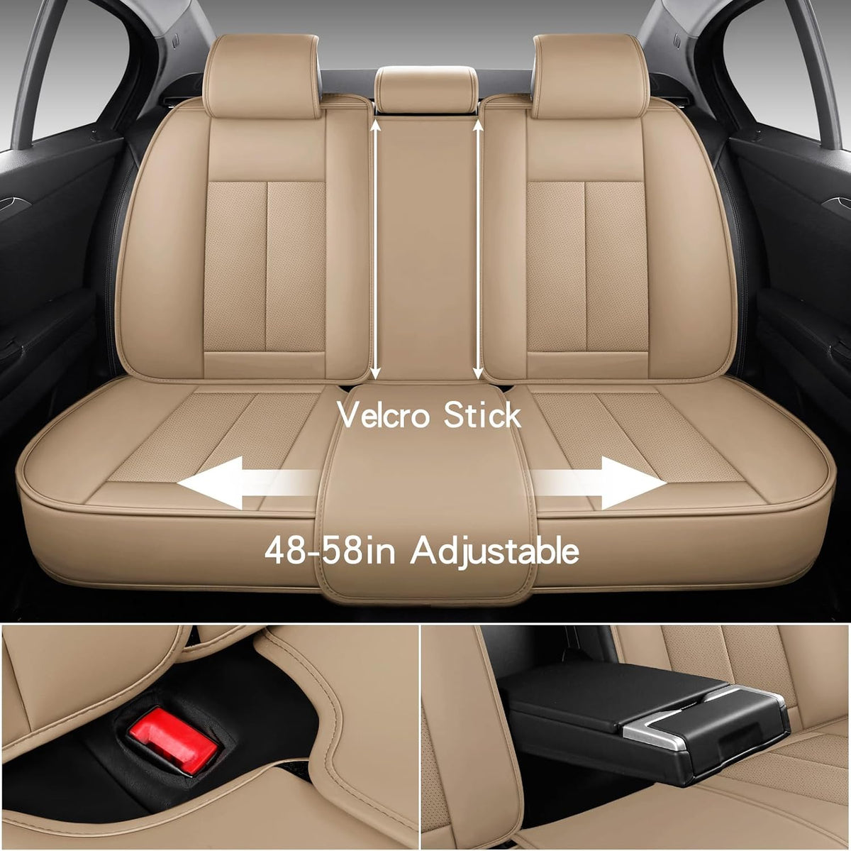 MINGBRON Car Seat Cover Full Set, Leather Car Seat Cover, Waterproof Seat Covers, Car Seat Cushion, Nappa Leather Seat Covers Car Seat Protector Universal Fit Most Cars Black