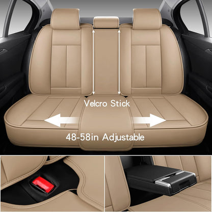 MINGBRON Car Seat Cover Full Set, Leather Car Seat Cover, Waterproof Seat Covers, Car Seat Cushion, Nappa Leather Seat Covers Car Seat Protector Universal Fit Most Cars Black