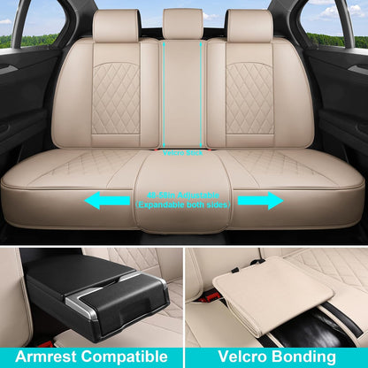 Car Seat Covers Full Set, Pink Leather Seat Covers for Car 5 Seats, Waterproof Car Seat Protector Front Seats Back Seat Cover, Automotive Carseat Cover Universal Fit for Most Cars SUV