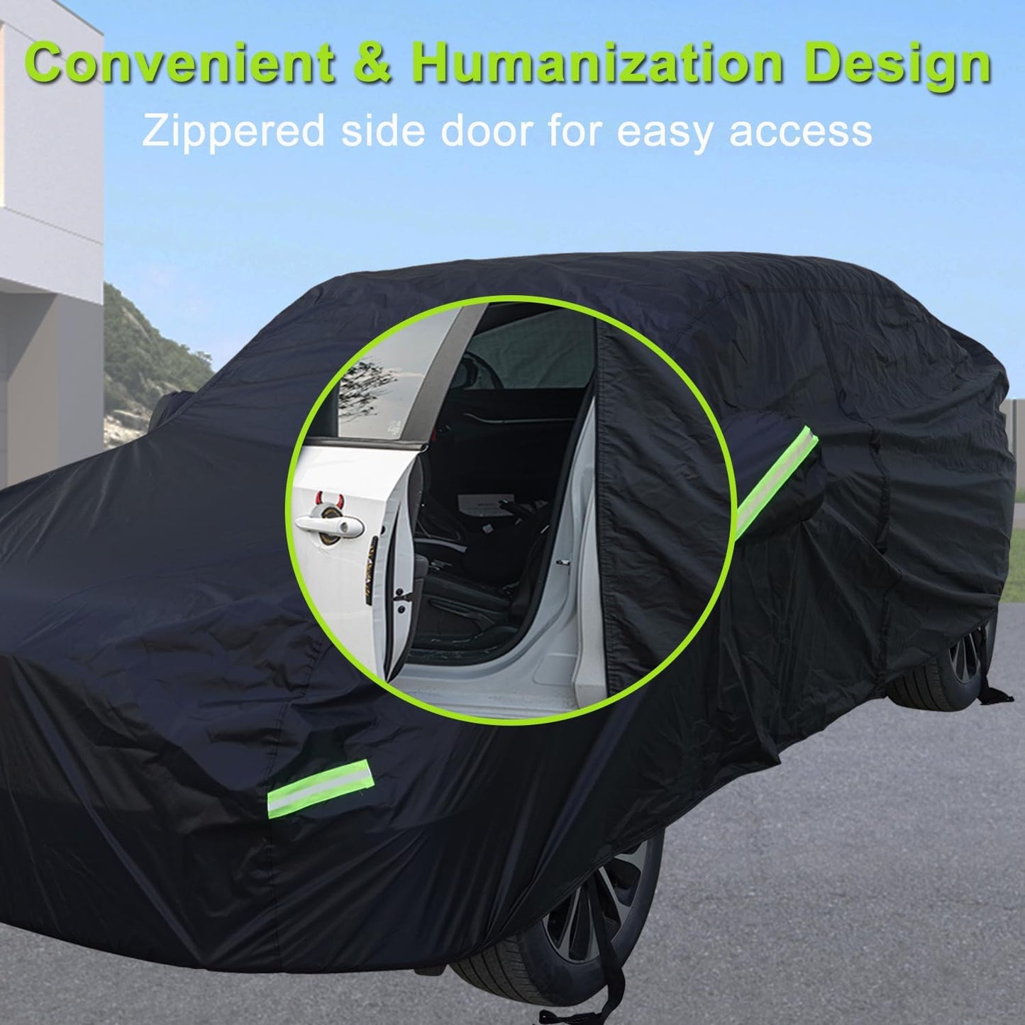 Car Cover Waterproof All Weather for Automobiles, Outdoor Full Exterior Covers for Sedan Black(Suggest Car Length from 194"-208")