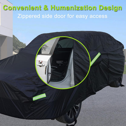 Car Cover Waterproof All Weather for Automobiles, Outdoor Full Exterior Covers for Sedan Black(Suggest Car Length from 194"-208")