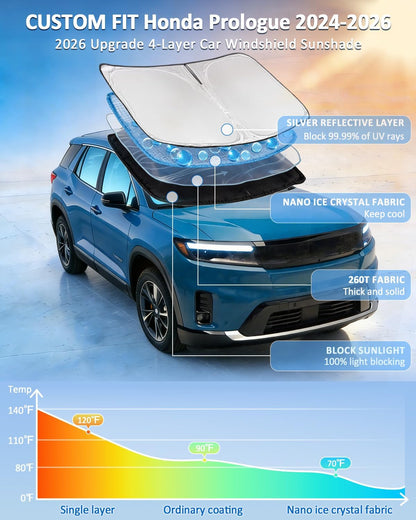 for Toyota Tacoma 2016-2023 2024 2025 2026 Sun Shade Sunshade Windshield Cover - 4 Layers Front Window Shade Custom Fit Tacoma 2Dr 4Dr Pickup Sun Visor 240T Shade Blocks UV Rays Car Accessories - Colors C