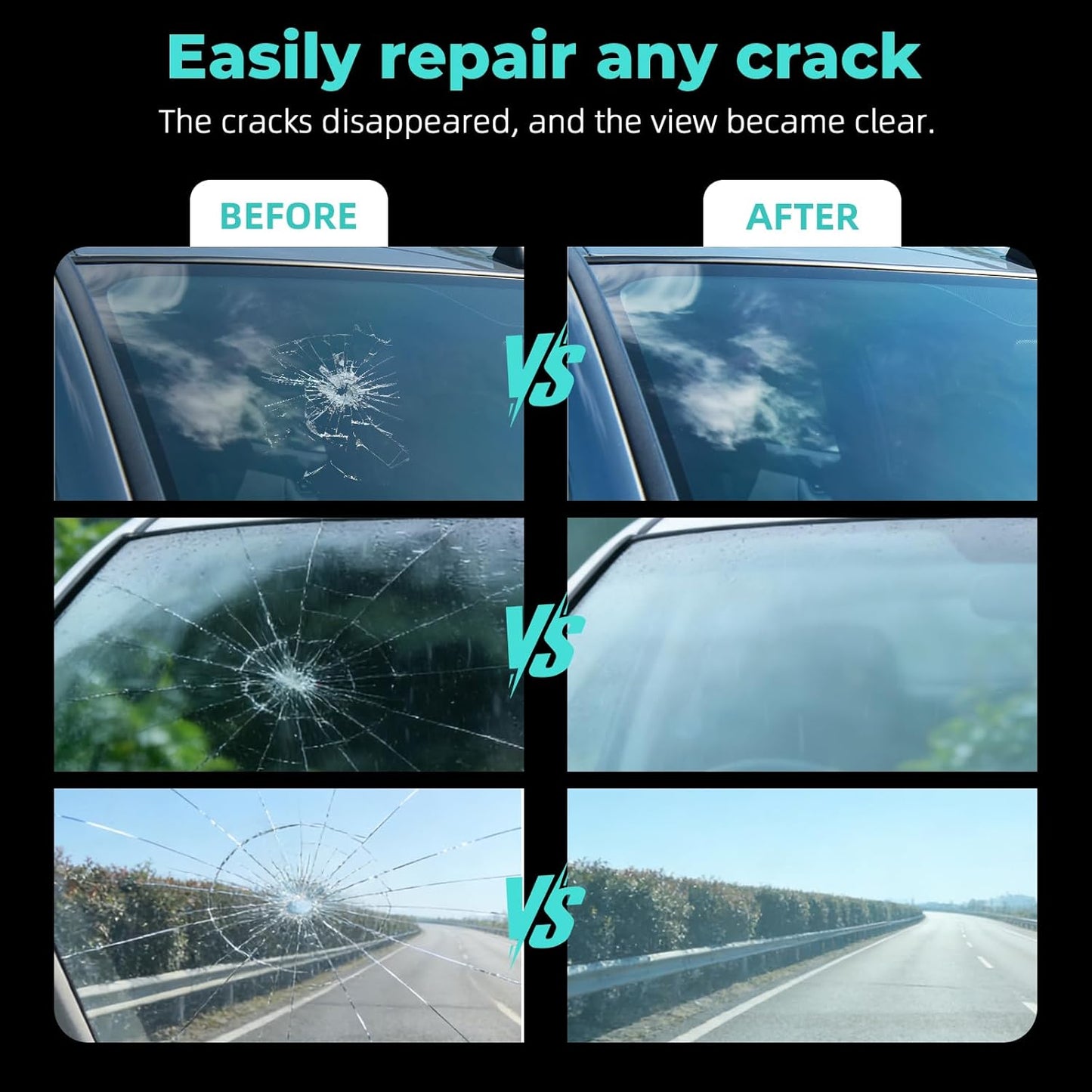 DEZEU Windshield Crack Repair Kit,2026 Latest Upgraded Windshield Chip Repair Kit,5MinQuick-Glass Repair Liquid,Long-Lasting for Windshields, Mirrors,All Crack Types 0.68 FL OZ.