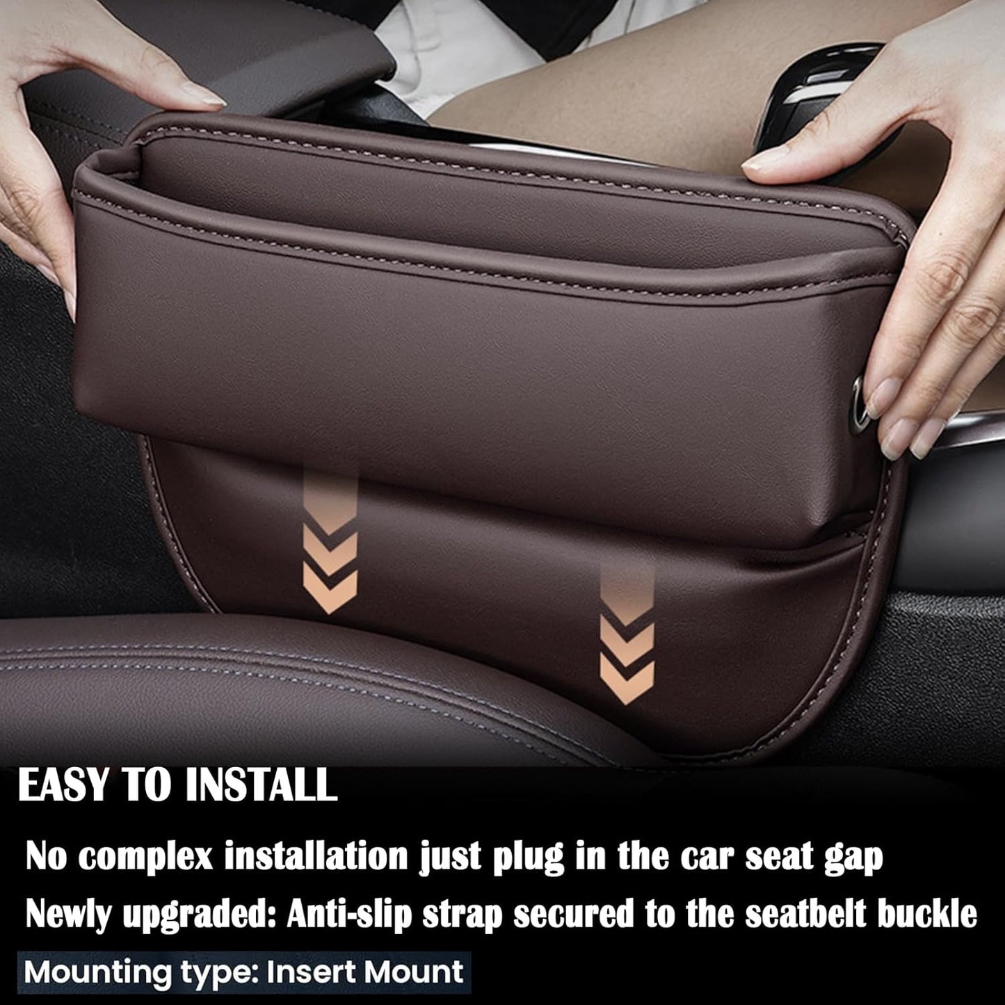 Car Seat Gap Filler 2 pack Car Gap Filler Seat Organizer Front Seat Leather Car Accessories for Women Men, Car Essentials for SUV Truck, Adjustable Seat Gap Filler Organizer (Black 2 pack)