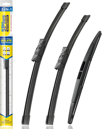 5 PLUS® Silicone Windshield Wipers Replacement for 2019-2024 Toyota RAV4/ 2006-2015 Mazda 5 Wiper Blades(Set of 3), Windshield Wiper Blades For My Car-26"/16"/12" - Colors B