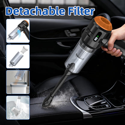 Sycoodeal Handheld Car Vacuum Cleaner, 25000PA Strong Cyclonic Suction Portable Mini Vacuum Cordless with Digital Display Lightweight Handheld for Pet Hair, Car, Home, Office, Kitchen(Silver)