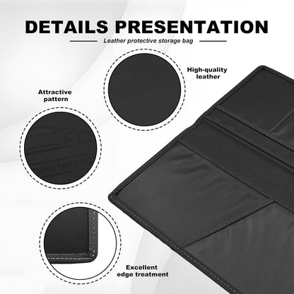 Leather Premium Car Registration & Insurance Card Holder, Vehicle Glove Box Wallet Case, for Documents, Cards, License (Blue)