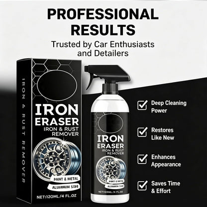 Iron Eraser Rust Remover Spray, Iron Eraser Iron and Rust Remover for Car Wheels and Paint, Fast Acting Rust and Brake Dust Remover, Professional Automotive Surface Cleaning (2PCS)