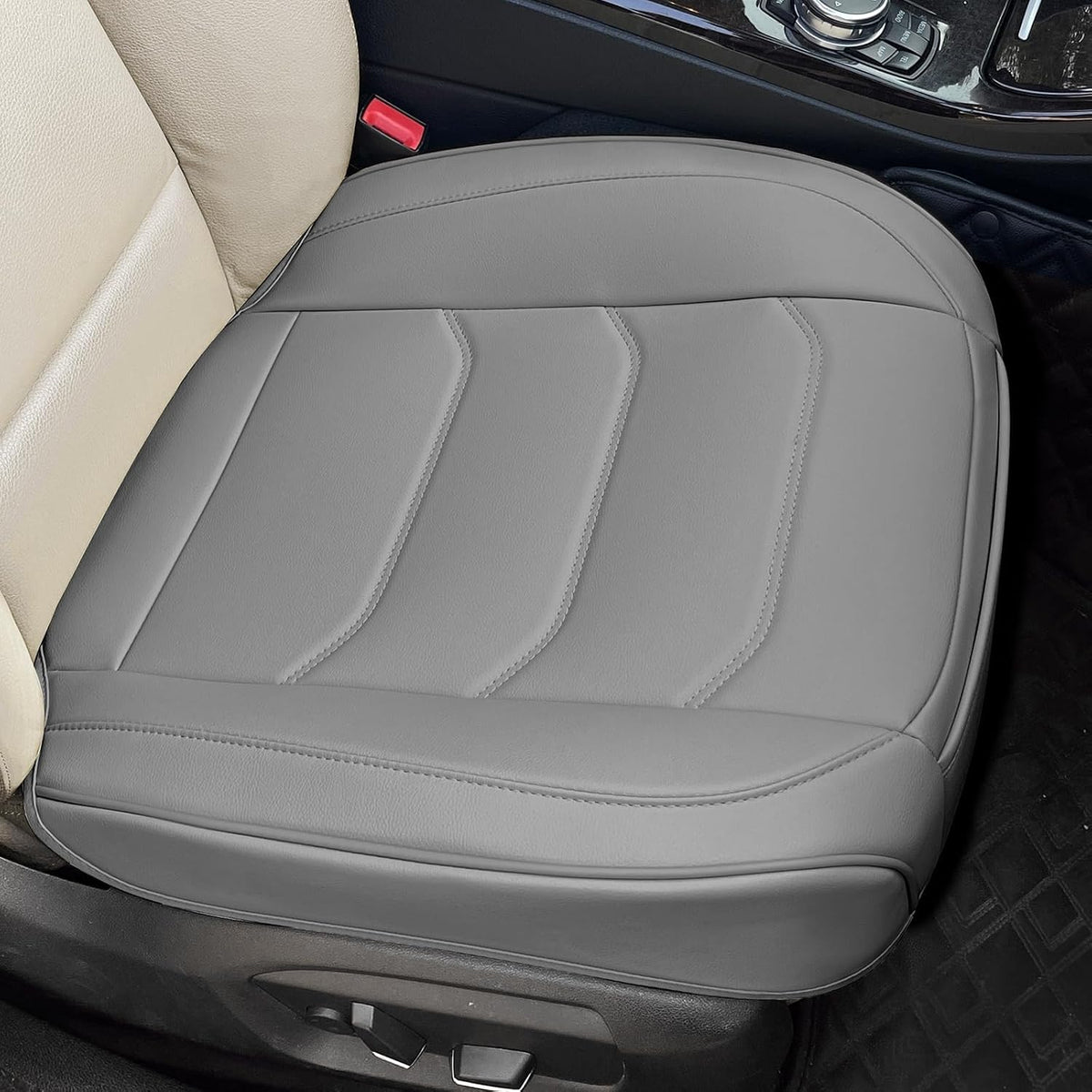 BOPUOVRE Car Seat Cover for Luxury & Comfort - PU Leather, Anti-Slip, Full Wrap Protection with Storage Pocket for Bottom Cushion - Universal Fit for 95% of Vehicles (Black,1 Piece)