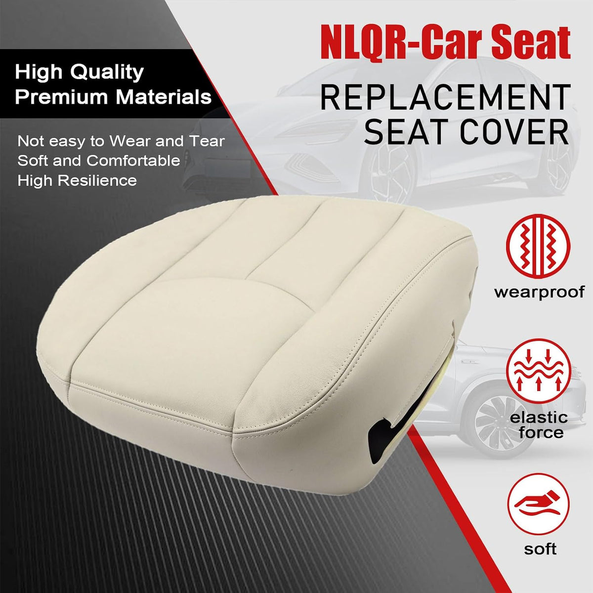 NLQR #522 Light Tan Front Driver Bottom Replacement Seat Cover Microfiber Leather Compatible with Chevy Avalanche Tahoe Suburban GMC Yukon XL 2003 2004 2005 2006