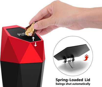 Ginsco Car Trash Can Cup Holder, 2 Pack Mini Trash Can with Lid, Car Accessories for Interior, Leakproof Small Trash Cup for Home with Additional 2 ABS Hooks and 90pcs Trash Bags Black